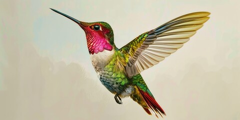 Fototapeta premium A hummingbird flying in the air. Perfect for nature enthusiasts