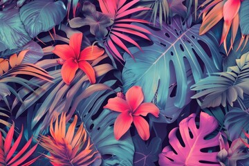 Vibrant tropical plants with colorful leaves, perfect for botanical designs