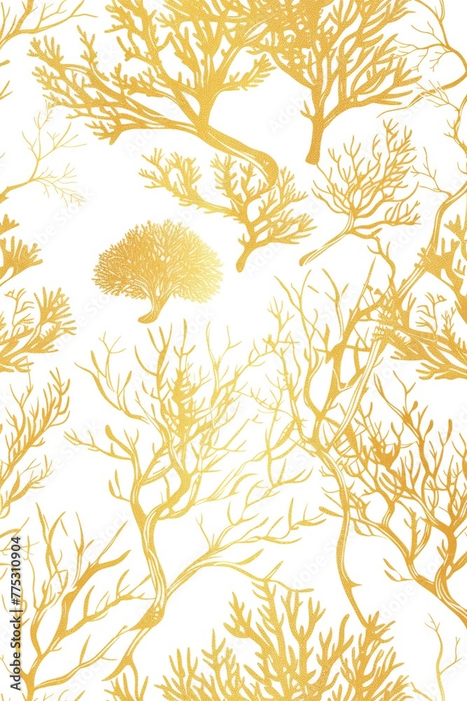 Poster A pattern of trees and branches on a white background. Suitable for nature or abstract concepts