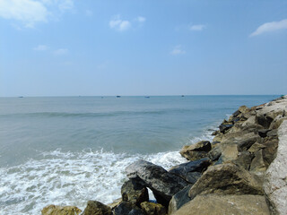 Kerala coastline. Arabian sea. Seascape view