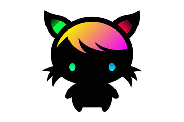 silhouette color image, Kawii Icon, white background