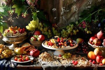 Assorted fruits on a table, perfect for healthy lifestyle concepts