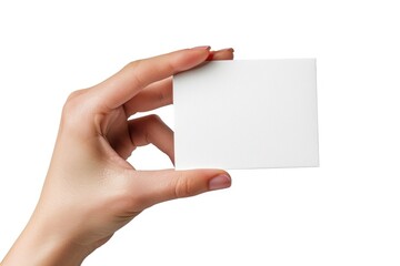 Obraz premium A person holding a white business card. Perfect for business and communication concepts