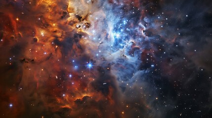 A deep space vista showing a constellation being born within a dense star nursery. - obrazy, fototapety, plakaty