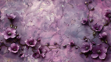 Venetian plaster texture, purple floral plasterwork, seamless background, high resolution graphic source for Finishing materials