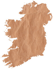 Map of Ireland made with crumpled kraft paper. Handmade map with recycled material - obrazy, fototapety, plakaty