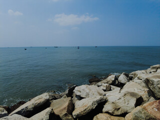 Kerala coastline. Arabian sea. Seascape view