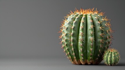   A green cactus in gray against a gray backdrop