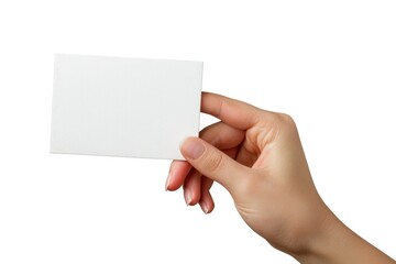 Fototapeta premium Person holding a white card. Can be used for business or communication concepts
