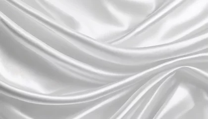 Muurstickers Biały naturalny jedwab, tekstura, tło, miejsce na tekst do projektu © anettastar