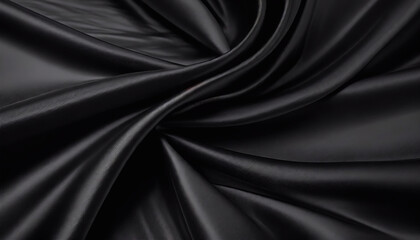 Czarny naturalny jedwab, tekstura, tło, miejsce na tekst do projektu - obrazy, fototapety, plakaty