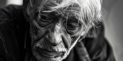 Classic black and white portrait of an elderly man. Perfect for editorial use - obrazy, fototapety, plakaty