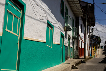 Beautiful street of the heritage town of Salamina located at the Caldas department in Colombia.