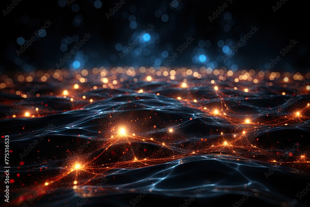 Fototapete network connections background interstellar pathways, soft plexus lines weaving through a cosmic tap