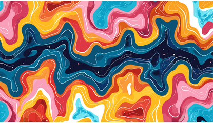 レトロなアート スタイルでカラフルな LSD トリッピー形状を設定した抽象的なサイケデリックな絞り染めのイラスト。 60年代のヒッピーやトレンディなコンセプトのポスター背景デザイン。 - obrazy, fototapety, plakaty