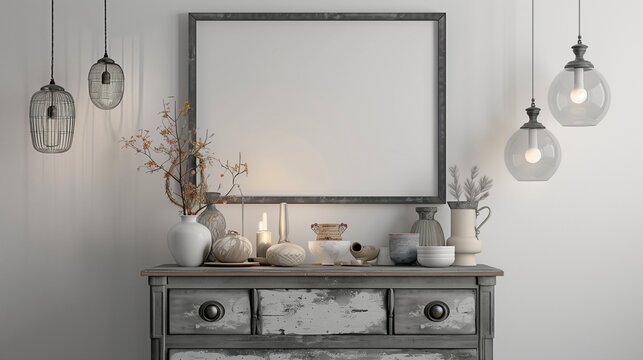 A refined gallery room interior, where classic meets contemporary in a monochrome palette.