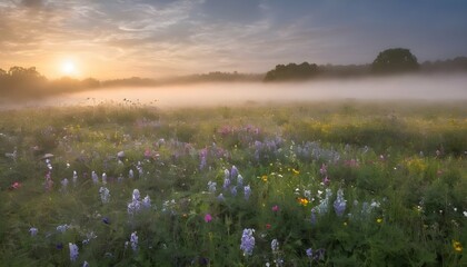 Fog-Rolling-In-Over-A-Field-Of-Wildflowers-Creati- 3