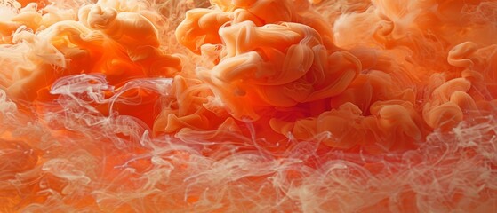   A group of orange and white smoke on a white and orange background appears otherworldly