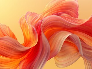 Sunset Surge: Orange and Yellow Abstract 3D Wave Render