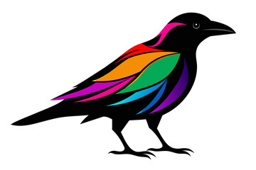 Fototapeta premium silhouette color image,Crow ,vector illustration,white background