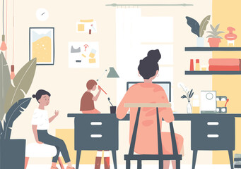 different scene Many situations in people's lives Cartoon Vector Scene