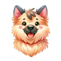 Watercolor cute German Shepherd portrait. Cute dog breed. Dog days concept.