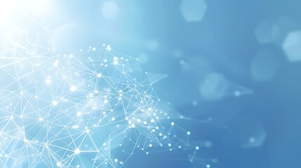 Ethereal network connections on a soft blue background, depicting digital data abstract. Conceptual tech image with light effects. Ideal for background use in technology themes. AI