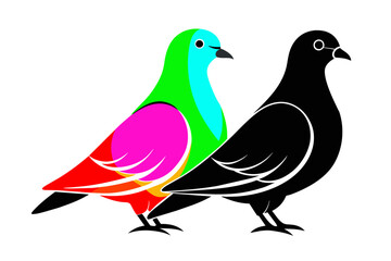 silhouette color image,Pigeon ,vector illustration,white background