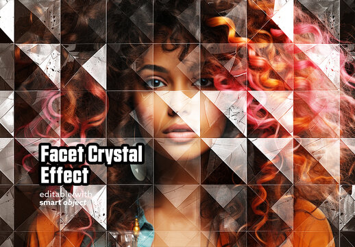 Facet Crystal Photo Effect. Some Elements are Ai Generated