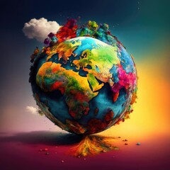 Art planet earth in paint.