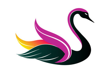 silhouette color image,Swan ,vector illustration,white background