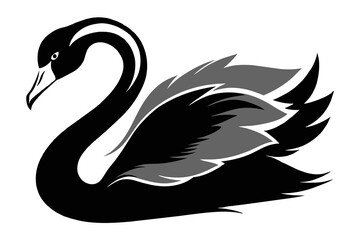 silhouette color image,Swan ,vector illustration,white background