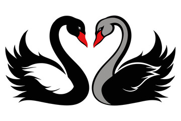 silhouette color image,Swan ,vector illustration,white background