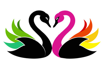 silhouette color image,Swan ,vector illustration,white background