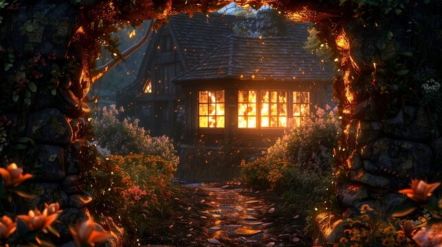 A vivid, high-definition image capturing the essence of a cozy, fire-lit evening.
