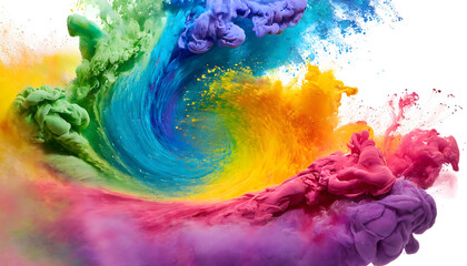 Dynamic Wave Explosion: Rainbow Holi Paint Powder Burst