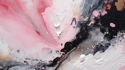 Abstract painting background, black pink white tone. Generative AI