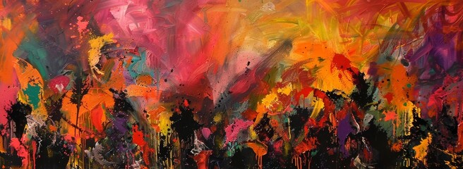 Bold and colorful abstract expressionist painting - obrazy, fototapety, plakaty