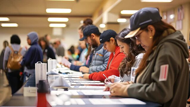 Election workers auditing ballots during the US election
