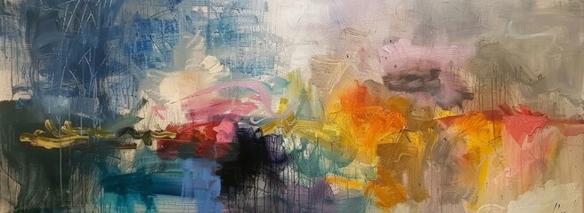 Abstract expressionist art bursting with colors