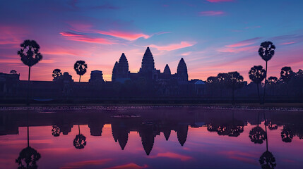Angkor Wat Awakens at Dawn A UNESCO Wonder Bathed in Light.
 - obrazy, fototapety, plakaty