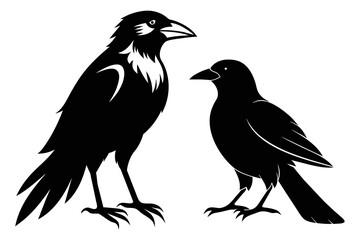 silhouette image,Crow Jay bird,vector illustration,white background