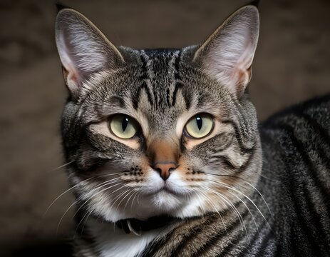 Close-up of a cat looking at the camera with a serious look