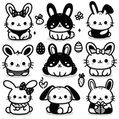 Cute Bunny, Happy easter bunny - vector illustrations