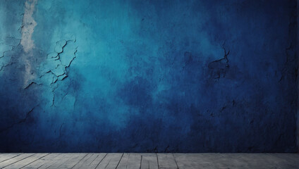 Dynamic cobalt navy royal sky blue abstract background for design. Color gradient. Painted old concrete wall with plaster. Bright. Colorful. - obrazy, fototapety, plakaty