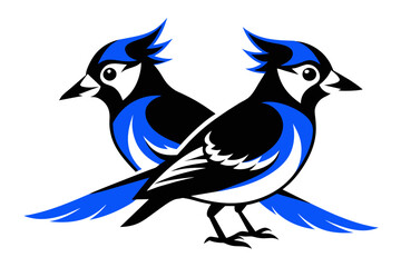  silhouette image,GBlue Jay bird,vector illustration,white background