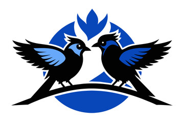  silhouette image,GBlue Jay bird,vector illustration,white background