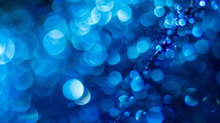 Sparkling blue bokeh background for serene vibes - A soothing backdrop of blue bokeh lights creating a serene and dreamy atmosphere suggestive of calm emotions - obrazy, fototapety, plakaty