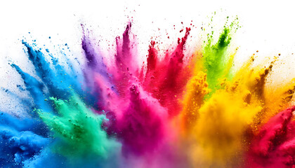 Dynamic Color Explosion: Holi Paint Creates Vibrant Rainbow - obrazy, fototapety, plakaty