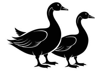 Obraz premium silhouette image,Goose bird,vector illustration,white background